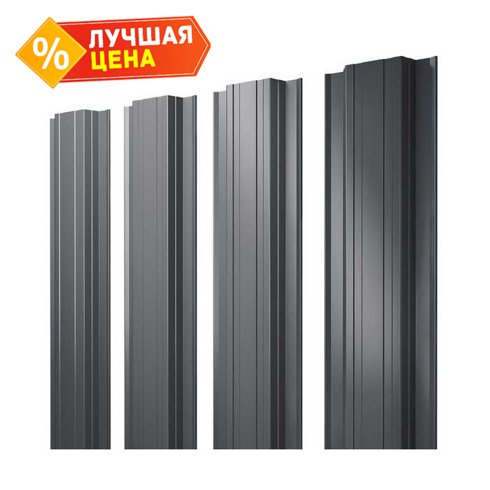 Штакетник Прямоугольный Grand Line 0,5 PurLite Matt RAL7024 Мокрый Асфальт
