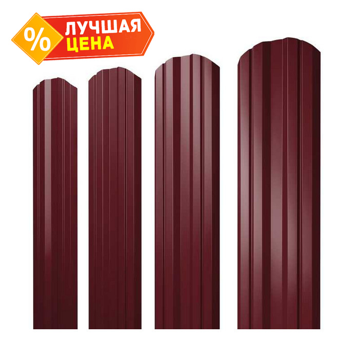 Штакетник Twin фигурный Grand Line 0,4 Полиэстер RAL3005 Красное Вино
