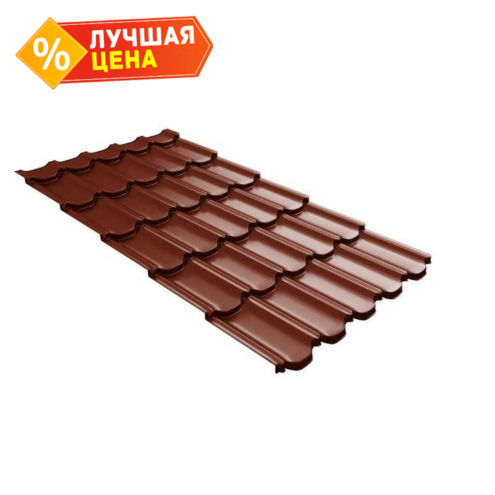 Металлочерепица Grand Line Kvinta plus (Квинта Плюс) 0,5 GreenСoat Pural BT RR 29 Оксидно-красный