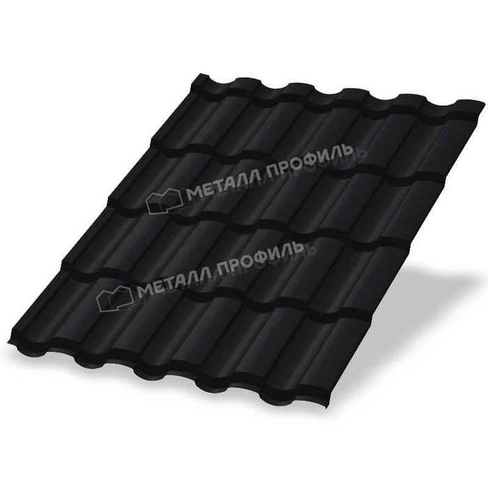 Металлочерепица Металл-Профиль Монтекристо-S 0,5 PURMAN® RAL 9005 Черный темный - фото №1