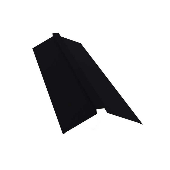Планка конька плоского 115х30х115 0,5 GreenCoat Pural BT, matt RR 33 черный (RAL 9005 черный) - фото №1
